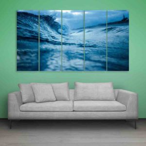 Multiple Frames Beautiful Water Waves Wall Painting (150cm X 76cm)
