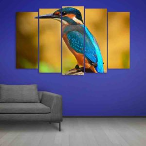 Multiple Frames Beautiful Kingfisher Bird Wall Painting (150cm X 76cm)