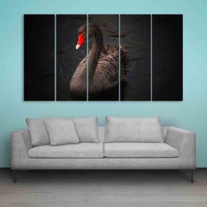 Multiple Frames Black Swan Wall Painting (150cm X 76cm)