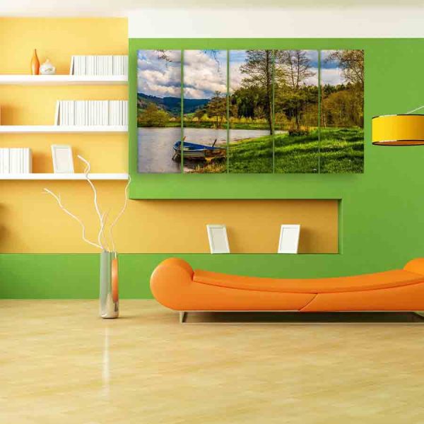 Multiple Frames Scenic Boat Wall Painting (150cm X 76cm)