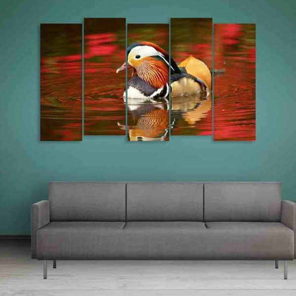 Multiple Frames Colorful Duck Wall Painting (150cm X 76cm)
