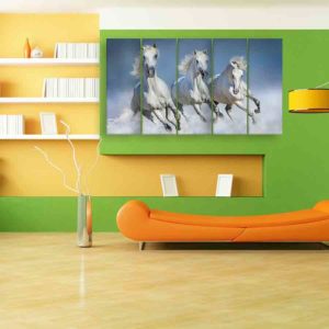 Multiple Frames Running Horses Wall Painting (150cm X 76cm)