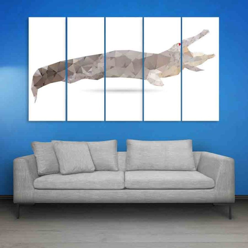 Multiple Frames Crocodile Abstract Wall Painting (150cm X 76cm)