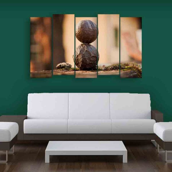 Multiple Frames Peaceful Pebbles Wall Painting (150cm X 76cm)