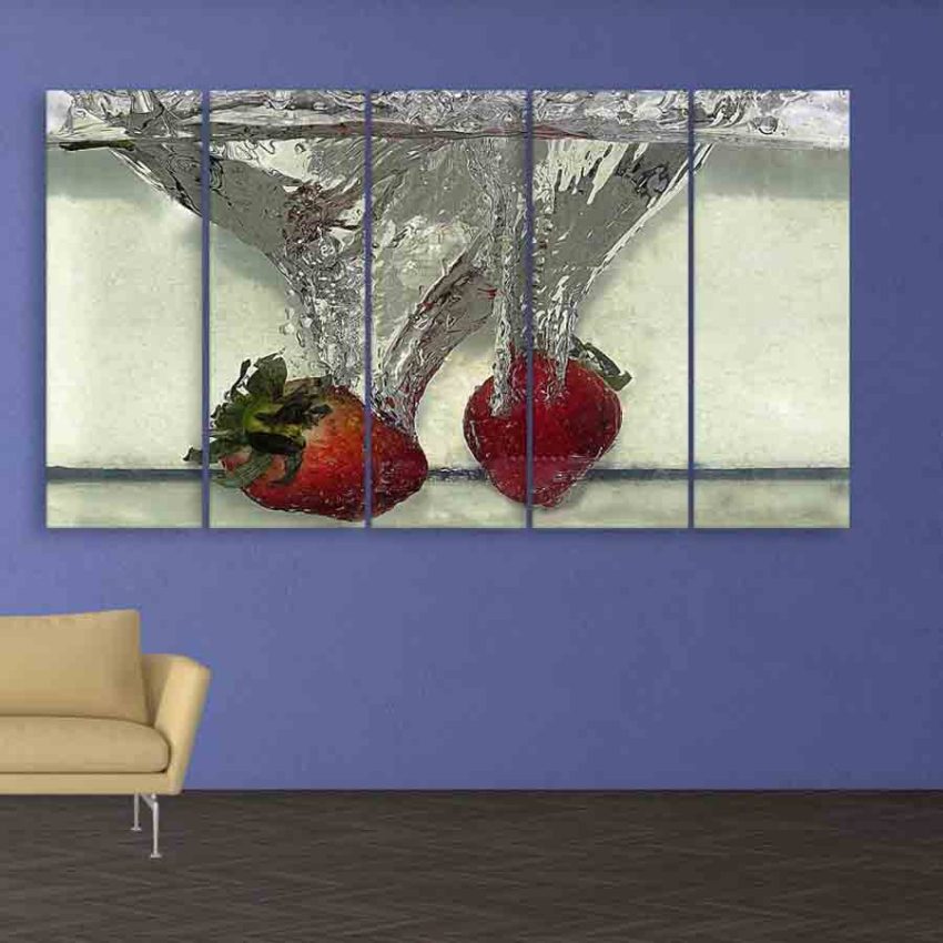 Multiple Frames Strawberries Wall Painting (150cm X 76cm)