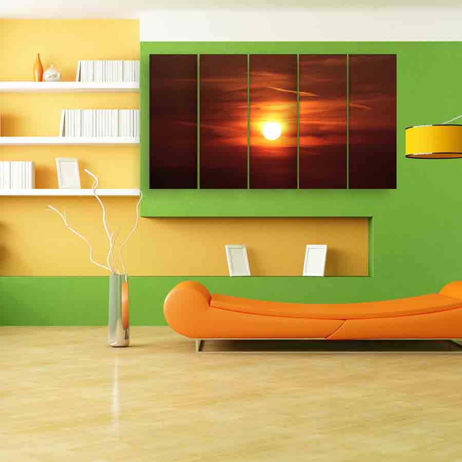Multiple Frames Sunset Wall Painting For Living Room Bedroom Office Hotels Drawing Room 150cm X 76cm