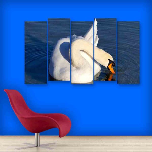 Multiple Frames White Swan Wall Painting (150cm X 76cm)