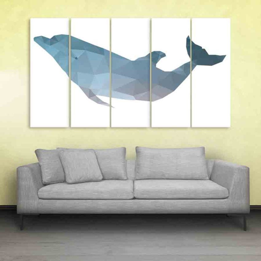 Multiple Frames Fish Polygon Wall Painting (150cm X 76cm)