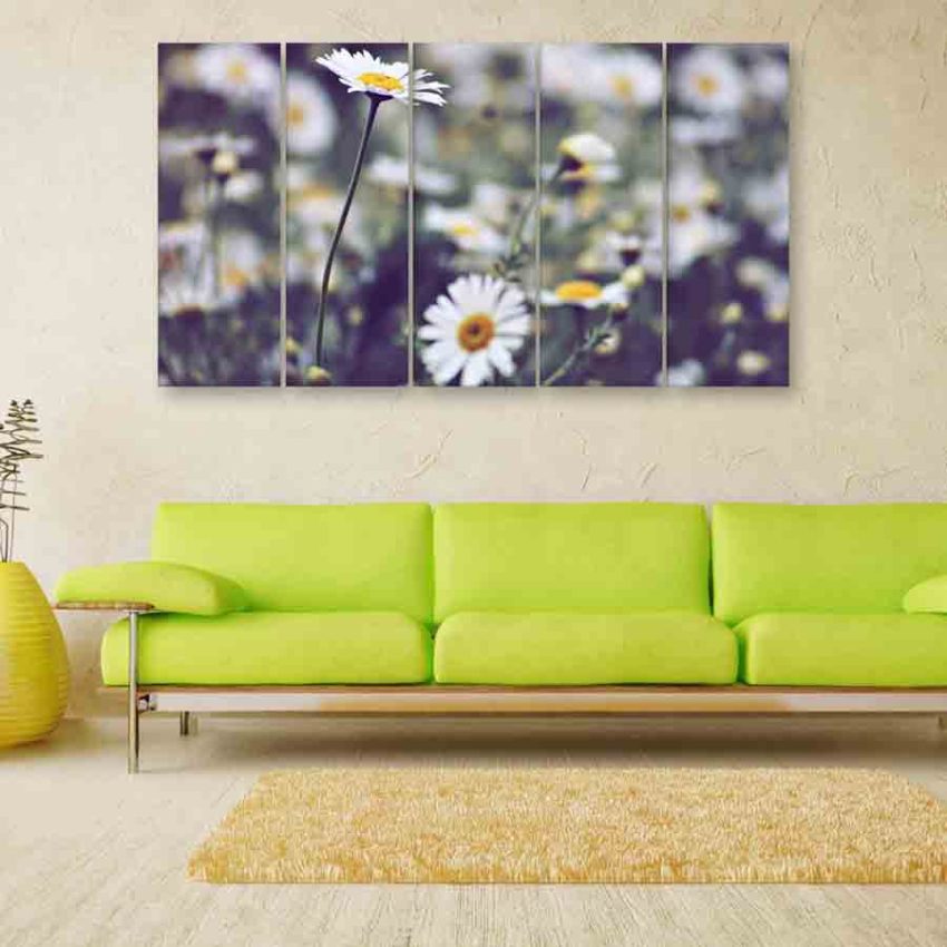 Multiple Frames Beautiful Flowers Wall Painting (150cm X 76cm)