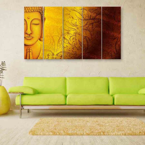 Multiple Frames Buddha Art Wall Painting (150cm X 76cm)