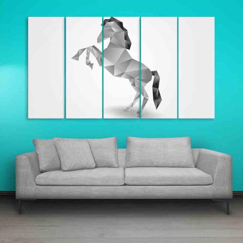 Multiple Frames Horse Polygon Wall Painting (150cm X 76cm)