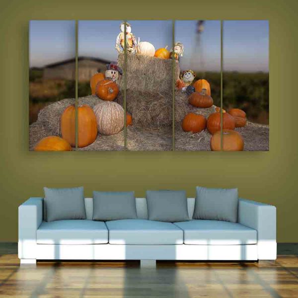 Multiple Frames Beautiful Pumpkins Wall Painting (150cm X 76cm)