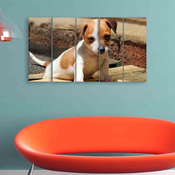 Multiple Frames Beautiful Puppy Wall Painting (150cm X 76cm)