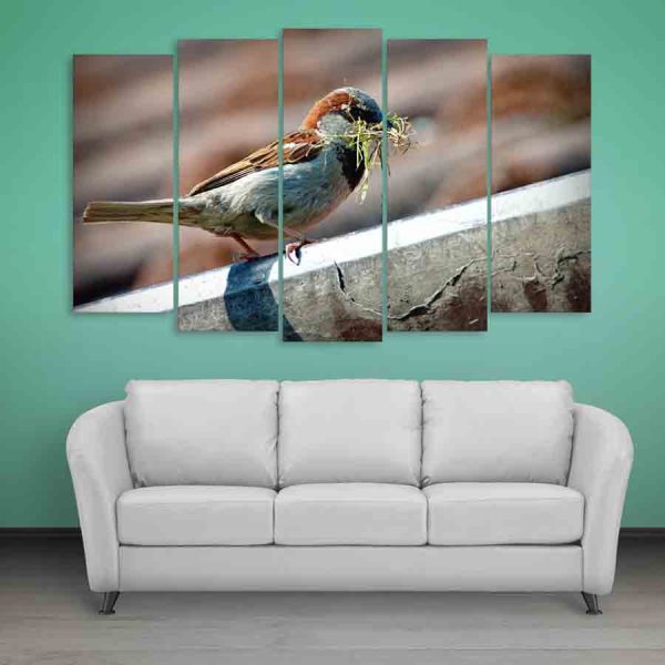 Multiple Frames Sparrow Wall Painting (150cm X 76cm)