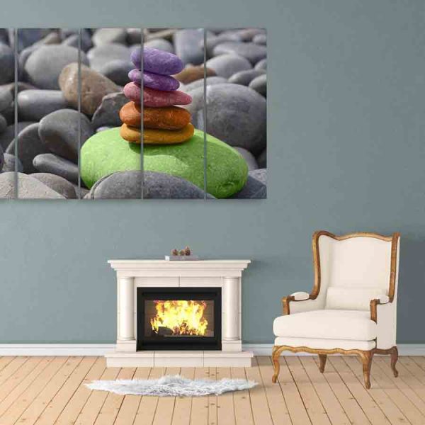 Multiple Frames Beautiful Stones Wall Painting (150cm X 76cm)