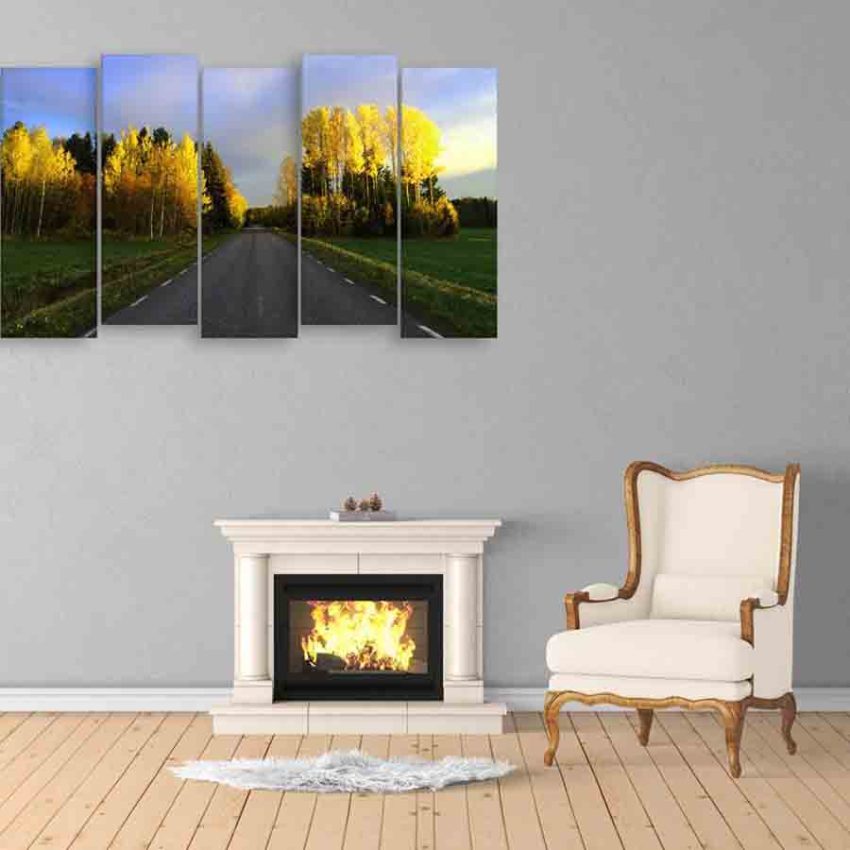 Multiple Frames Straight Road Wall Painting (150cm X 76cm)