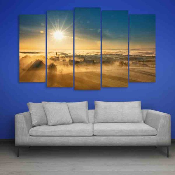 Multiple Frames Beautiful Sunrise Wall Painting (150cm X 76cm)