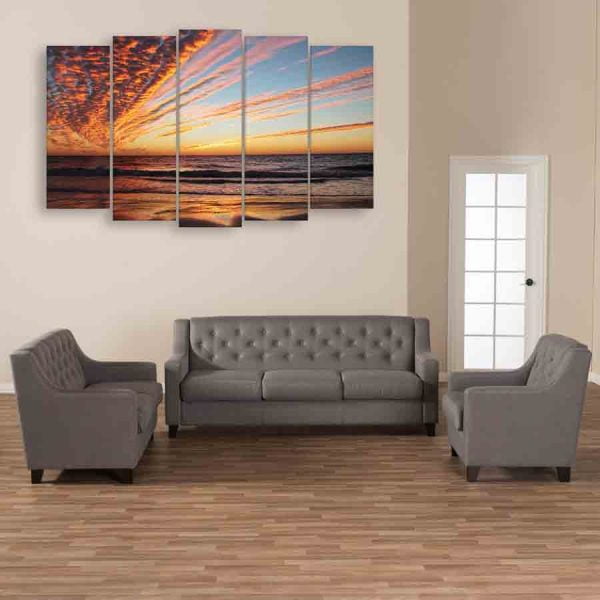 Multiple Frames Beautiful Sunset Wall Painting (150cm X 76cm)