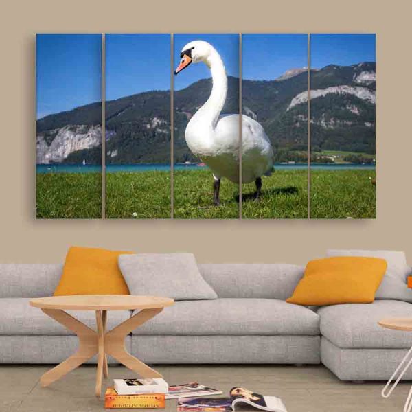 Multiple Frames Beautiful Swan Wall Painting (150cm X 76cm)