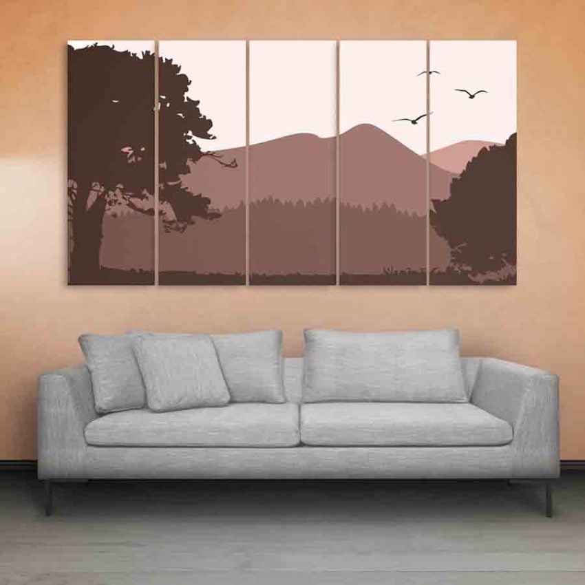 Multiple Frames Beautiful Landscape Wall Painting (150cm X 76cm)