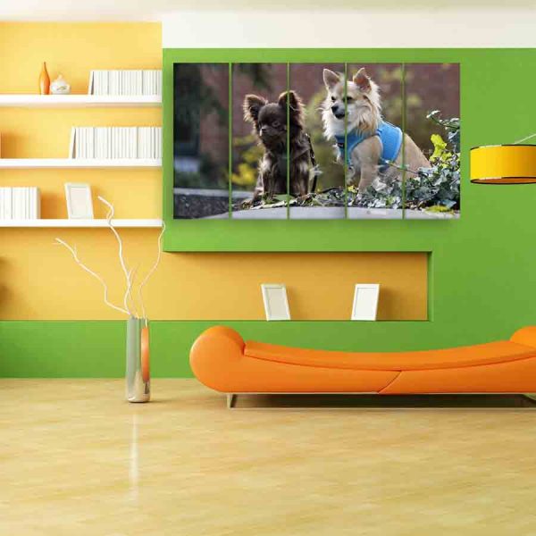 Multiple Frames Beautiful Dogs Wall Painting (150cm X 76cm)