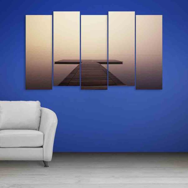 Multiple Frames Beautiful Wooden Track Wall Painting (150cm X 76cm)
