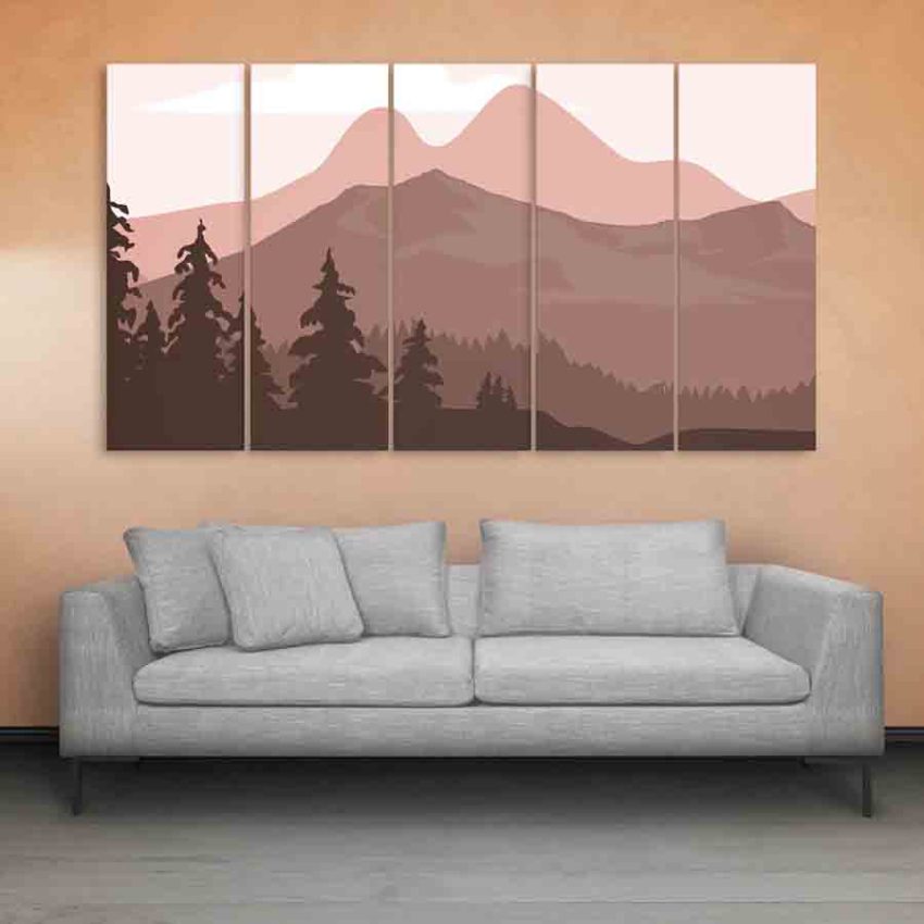Multiple Frames Beautiful Landscape Wall Painting (150cm X 76cm)