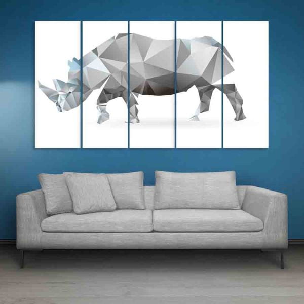 Multiple Frames Rhino Polygon Wall Painting (150cm X 76cm)