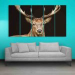 Multiple Frames Swamp Deer Wall Painting (150cm X 76cm)