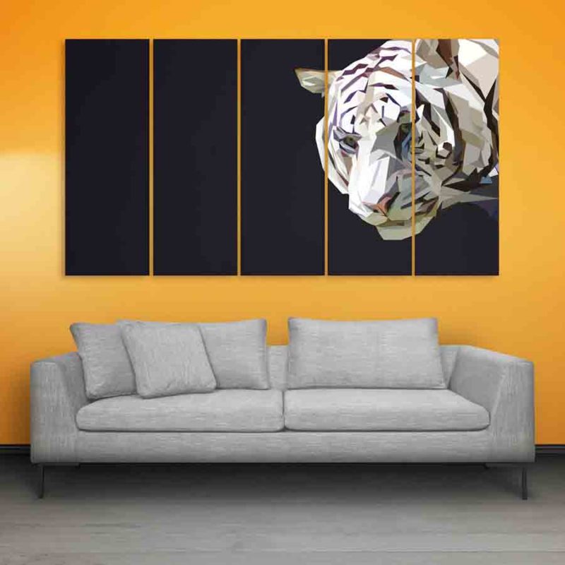 Multiple Frames Tiger polygon Wall Painting (150cm X 76cm)