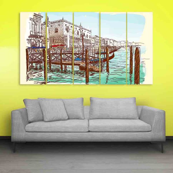Multiple Frames Venice Italy Art Wall Painting (150cm X 76cm)