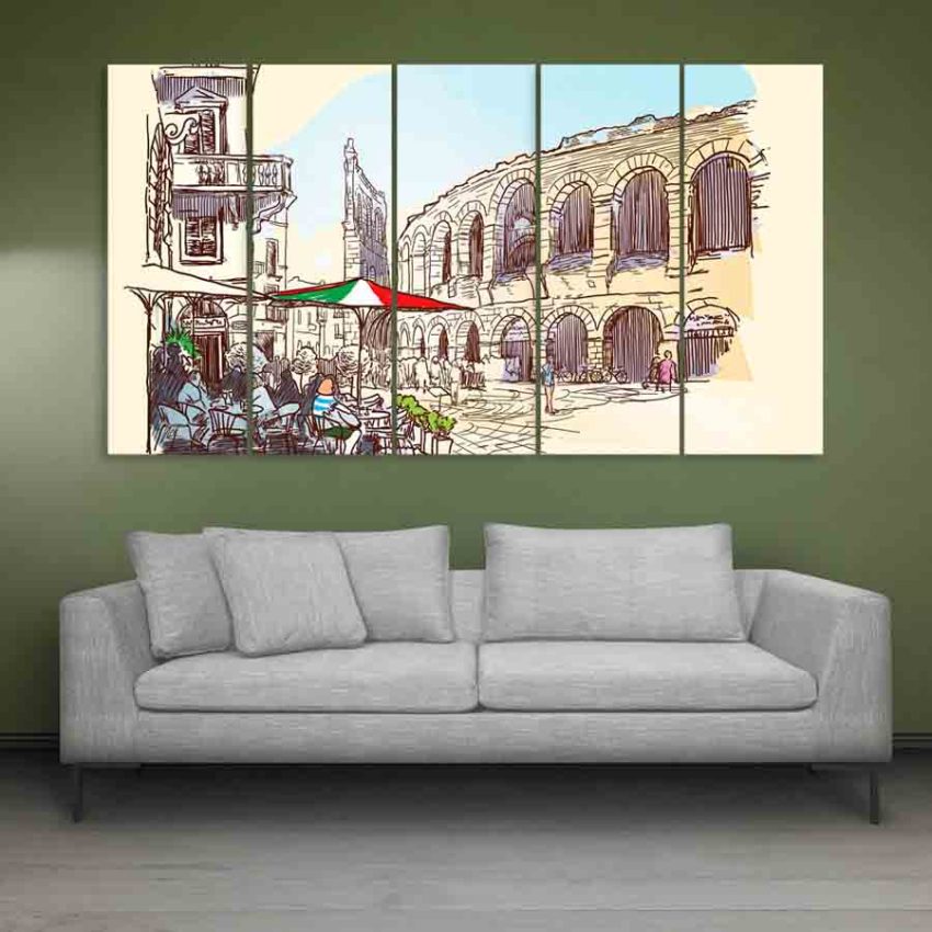 Multiple Frames Verona Italy Art Wall Painting (150cm X 76cm)