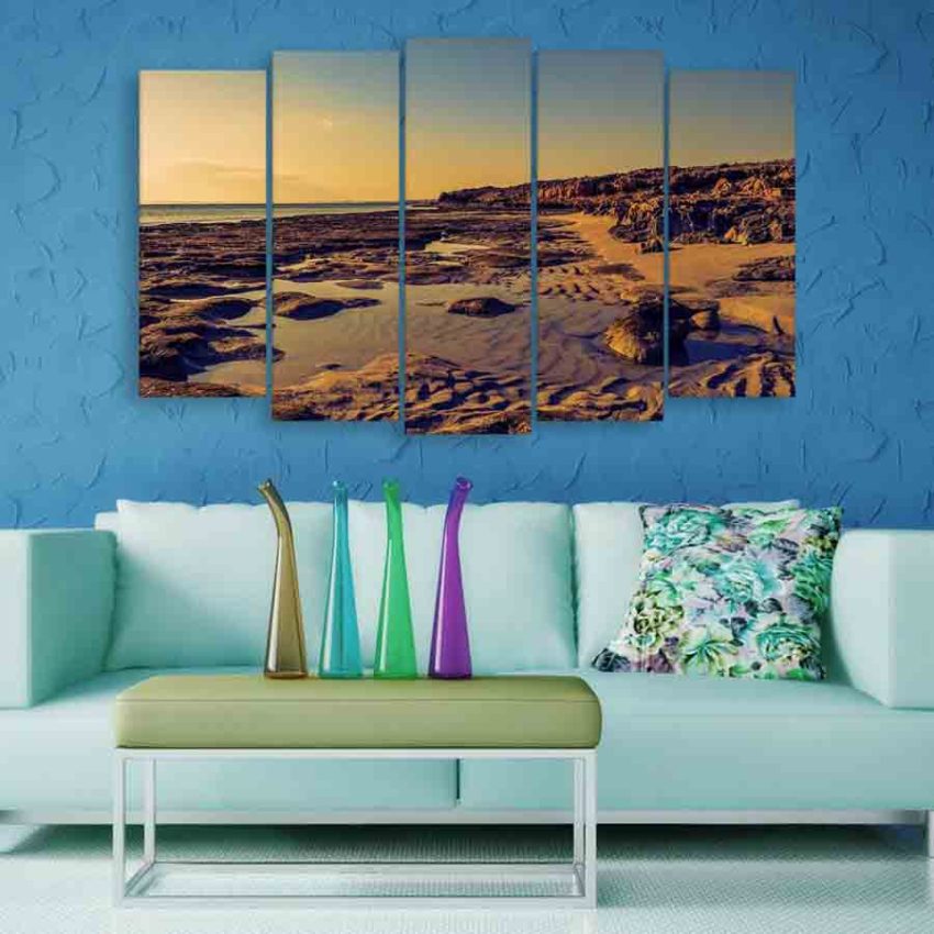 Multiple Frames Beautiful Beach Wall Painting (150cm X 76cm)