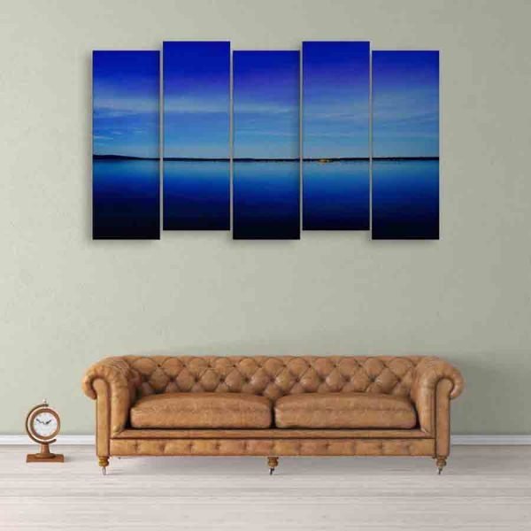 Multiple Frames Beautiful Blue Canal Wall Painting (150cm X 76cm)