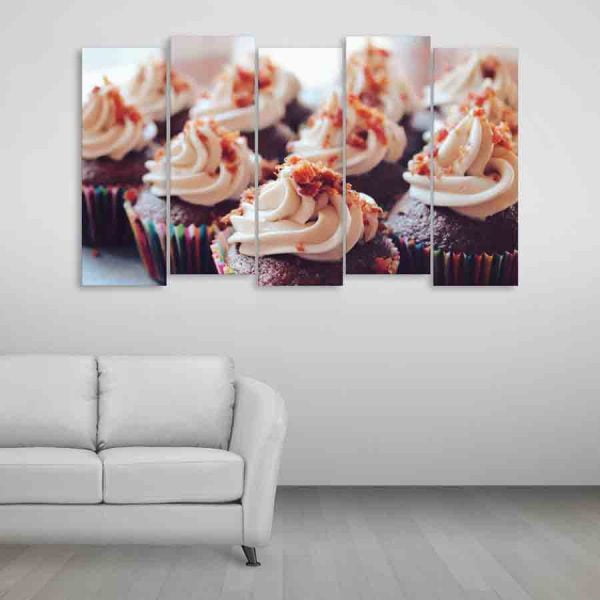 Multiple Frames Beautiful Cupcakes Wall Painting (150cm X 76cm)