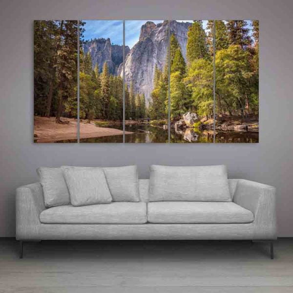 Multiple Frames Beautiful Mountains Wall Painting (150cm X 76cm)