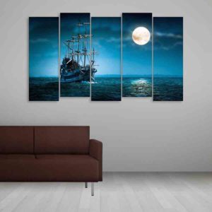 Multiple Frames Beautiful Ship In ocean Wall Painting (150cm X 76cm)