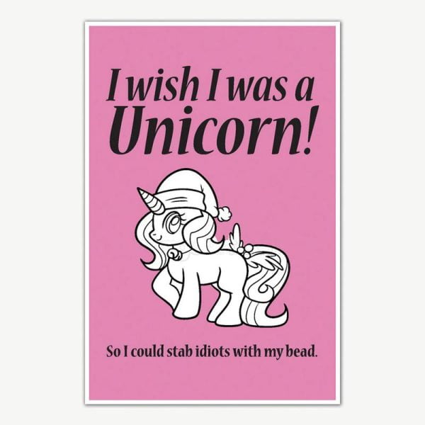 I Wish I Was Unicorn Quote Poster Art | Funny Posters For Room