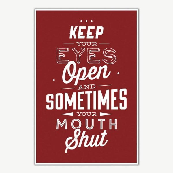 Keep Your Eyes Open Quote Poster Art | Inspirational Posters For Room