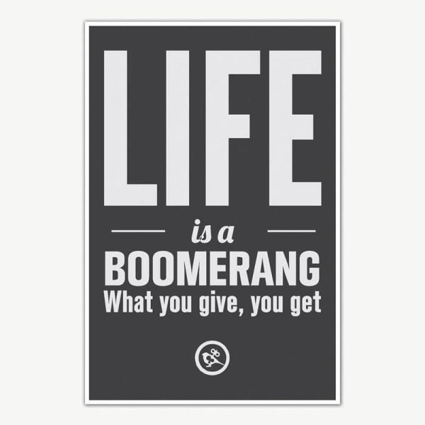 Life Is A Boomerang Quotes Poster Art | Motivational Posters For Room