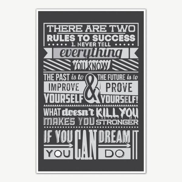 Two Rules Of Success Poster Art | Motivational Posters For Room