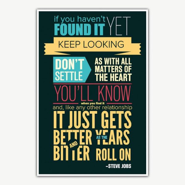 Steve Jobs Don't Settle Quote Poster | Inspirational Posters For Offices