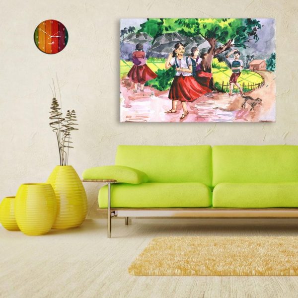 Canvas Painting - Indian Village Tribal Art Wall Painting for Living Room