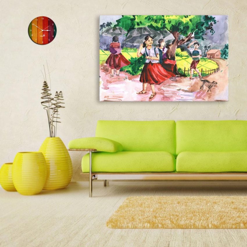 Canvas Painting - Indian Village Tribal Art Wall Painting for Living Room