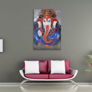 Canvas Painting - Modern Lord Ganesha Art Religious Wall Painting for Living Room