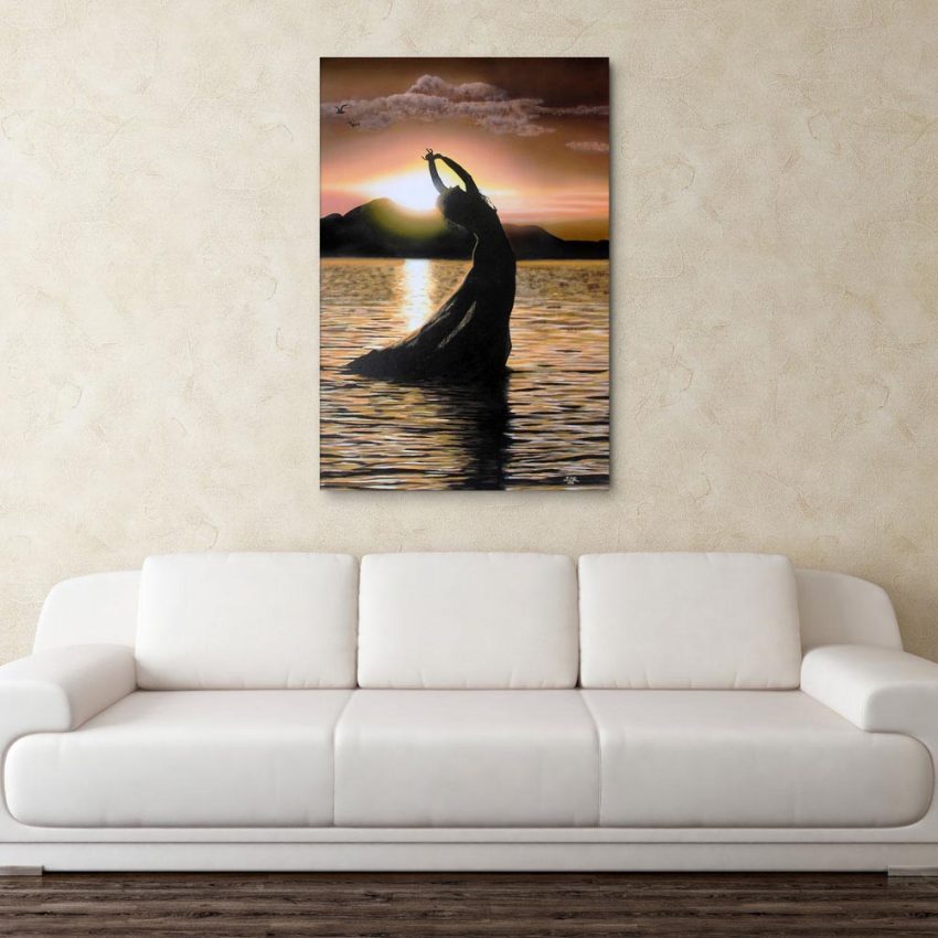 Canvas Painting - Beautiful Lady In Sea Wall Painting for Living Room