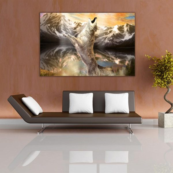 Canvas Painting - Modern Abstract Art -  Wolf Nature Wall Painting for Living Room