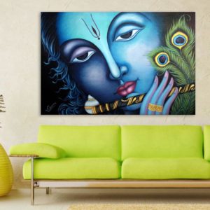 Canvas Painting - Beautiful Lord Krishna Religious Art Wall Painting for Living Room