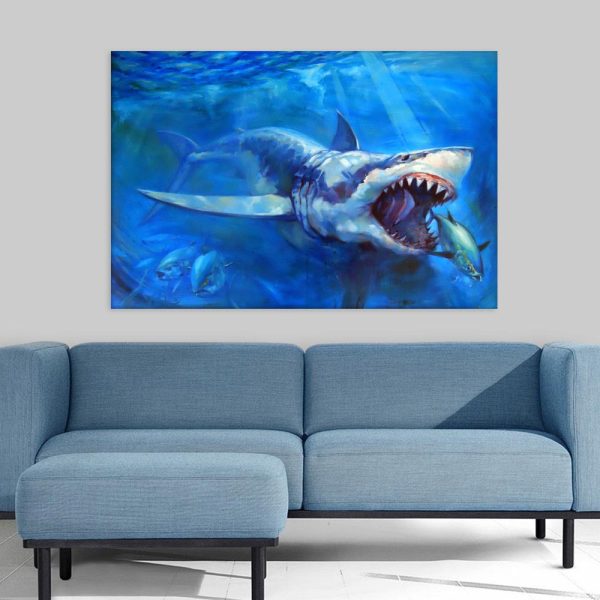 Canvas Painting - Beautiful Shark Art Wall Painting for Living Room