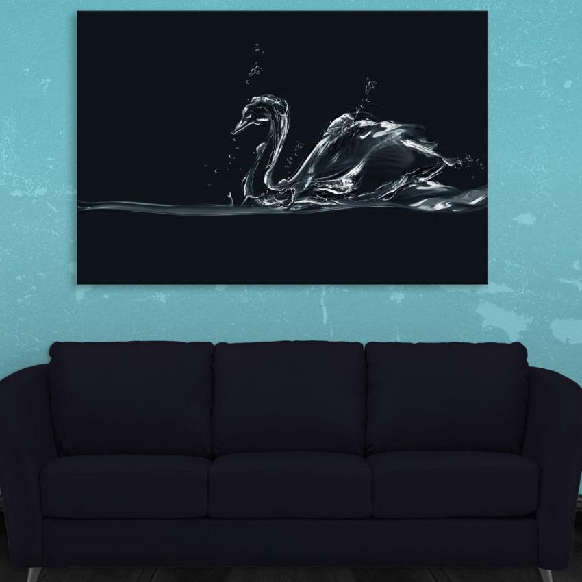 Canvas Painting - Beautiful Swan Art Wall Painting for Living Room